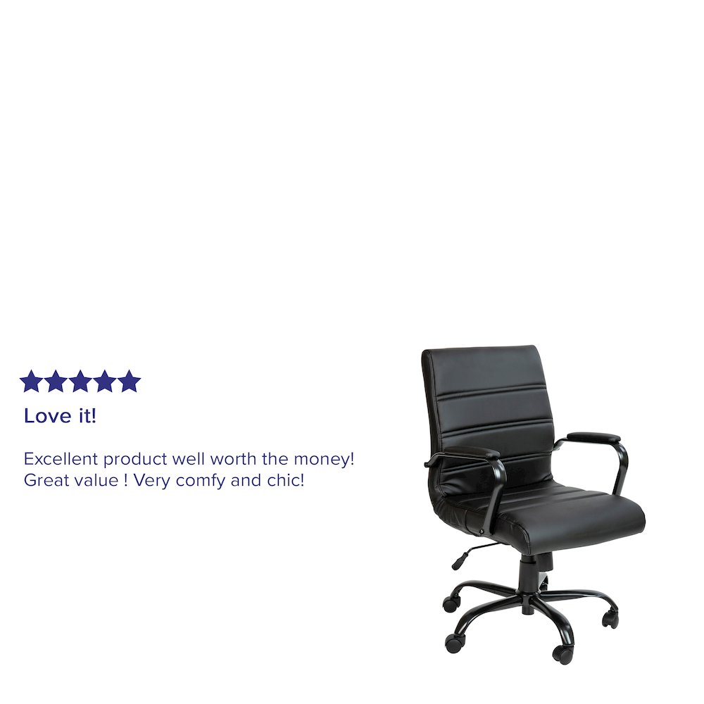 Mid-Back Black Executive Swivel Office Chair with Black Frame and Arms