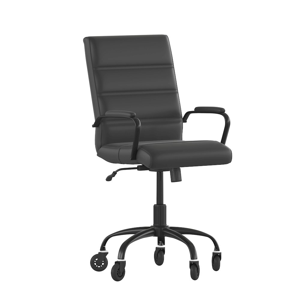 Mid-Back Black Executive Swivel Office Chair with Black Frame