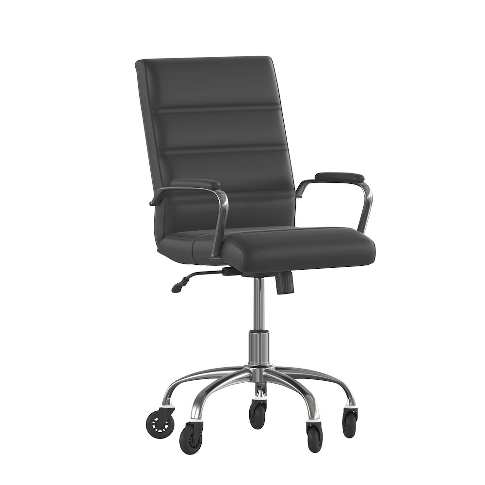 Mid-Back Black Executive Swivel Office Chair with Chrome Frame