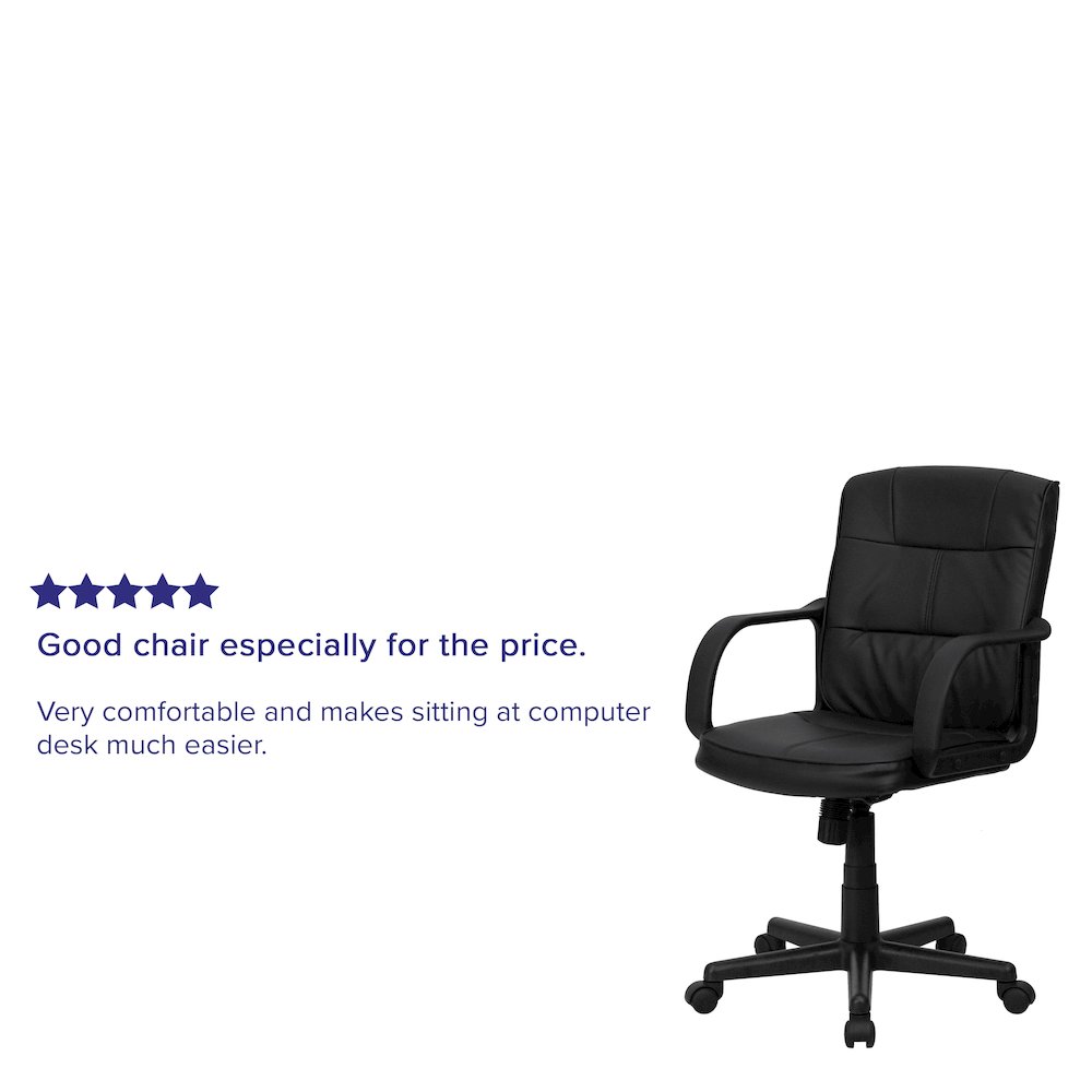 Mid-Back Black LeatherSoft Swivel Task Office Chair with Arms