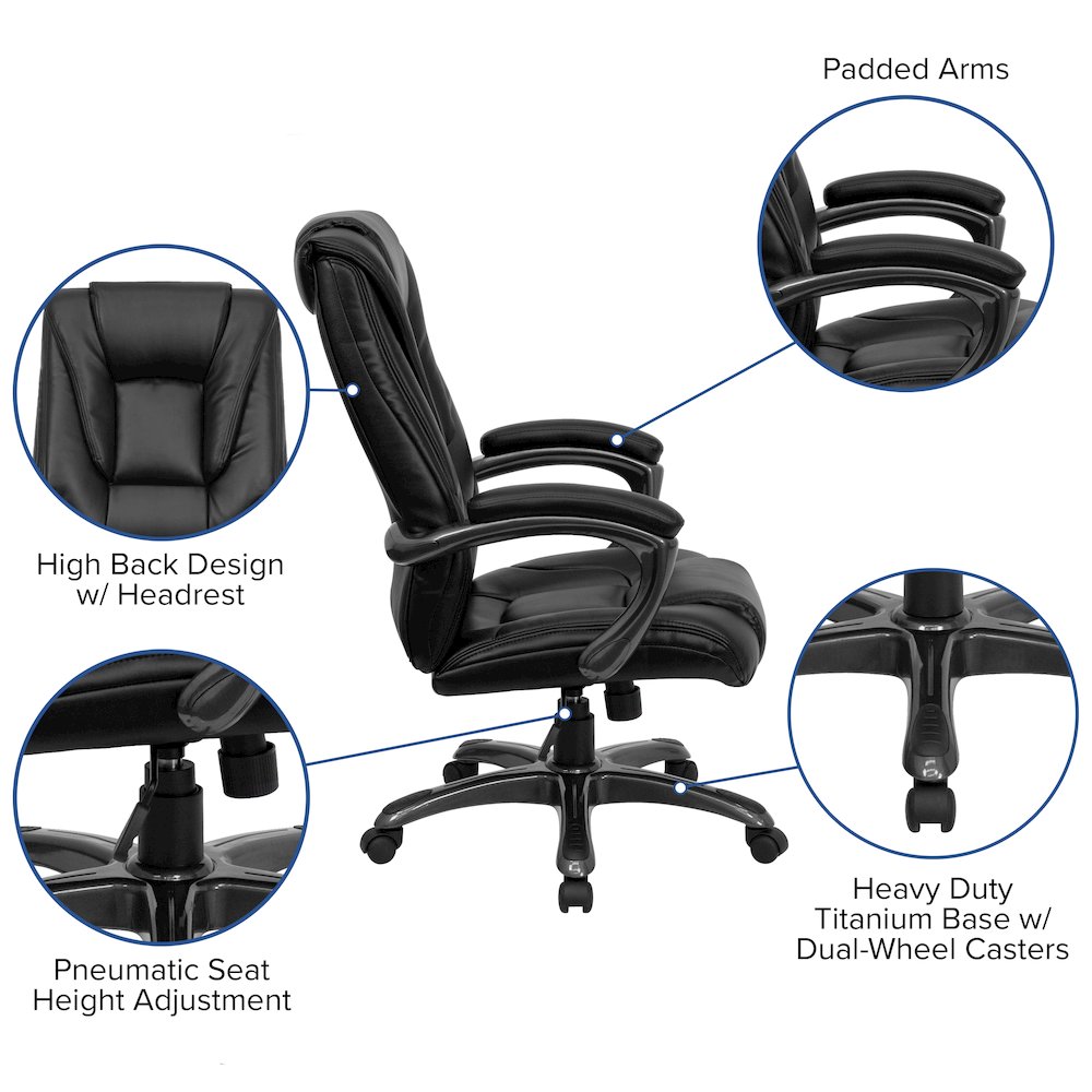 High Back Black Layered Upholstered Executive Swivel Office Chair