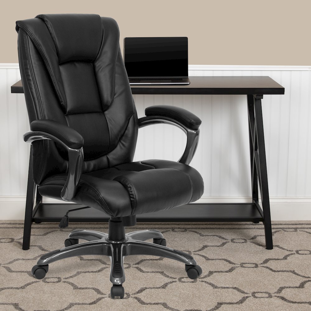 High Back Black Layered Upholstered Executive Swivel Office Chair