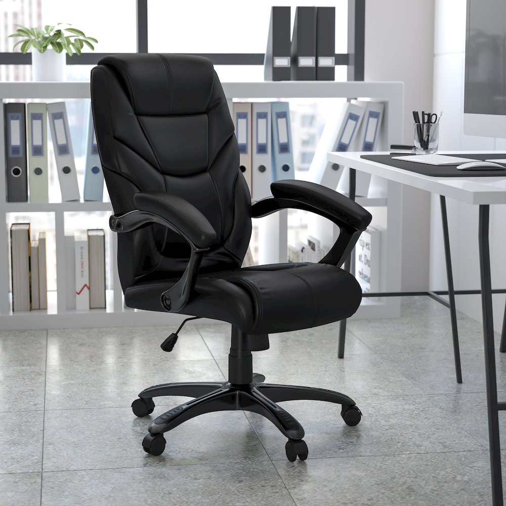 High Back Black LeatherSoft Executive Swivel Ergonomic Office Chair with Arms