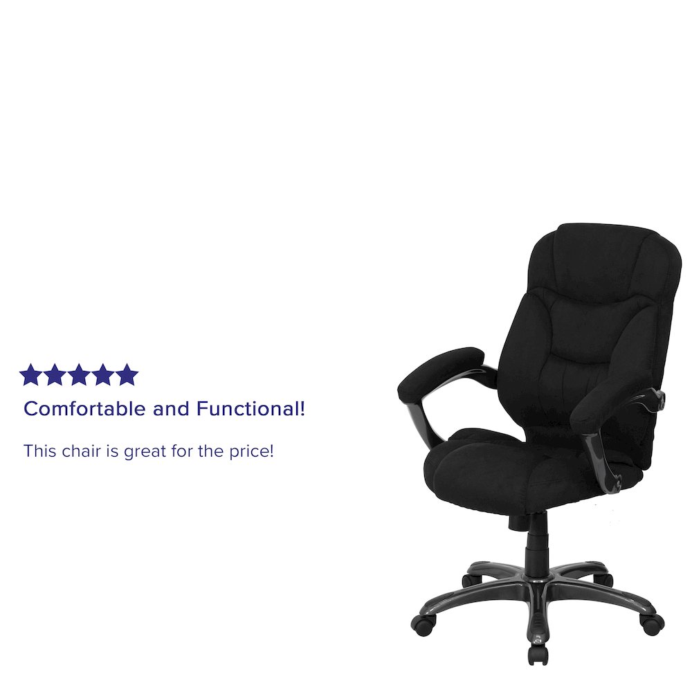 High Back Black Microfiber Contemporary Executive Swivel Office Chair with Arms