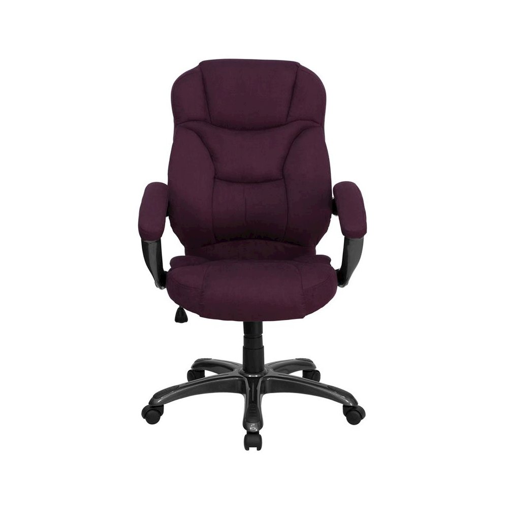 High Back Grape Microfiber Contemporary Executive Swivel Office Chair with Arms