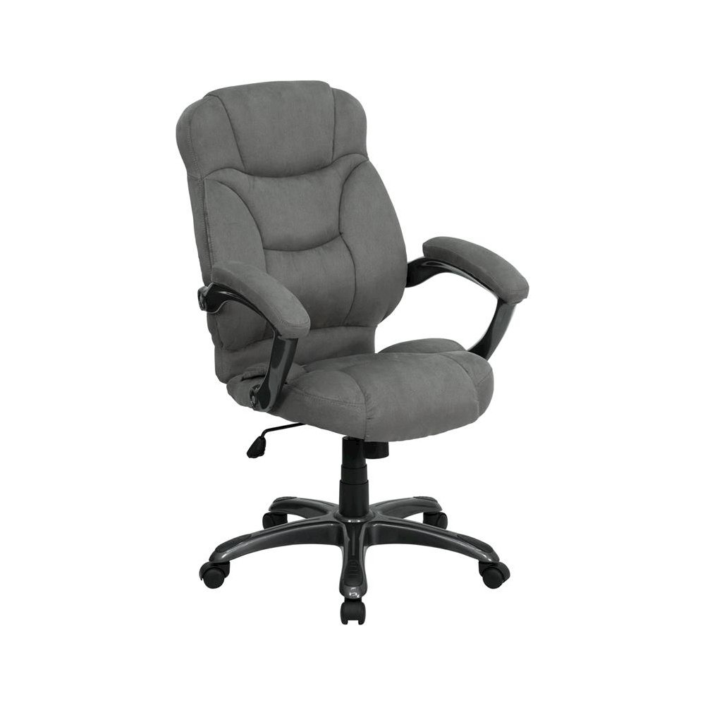 High Back Gray Microfiber Contemporary Executive Swivel Office Chair with Arms