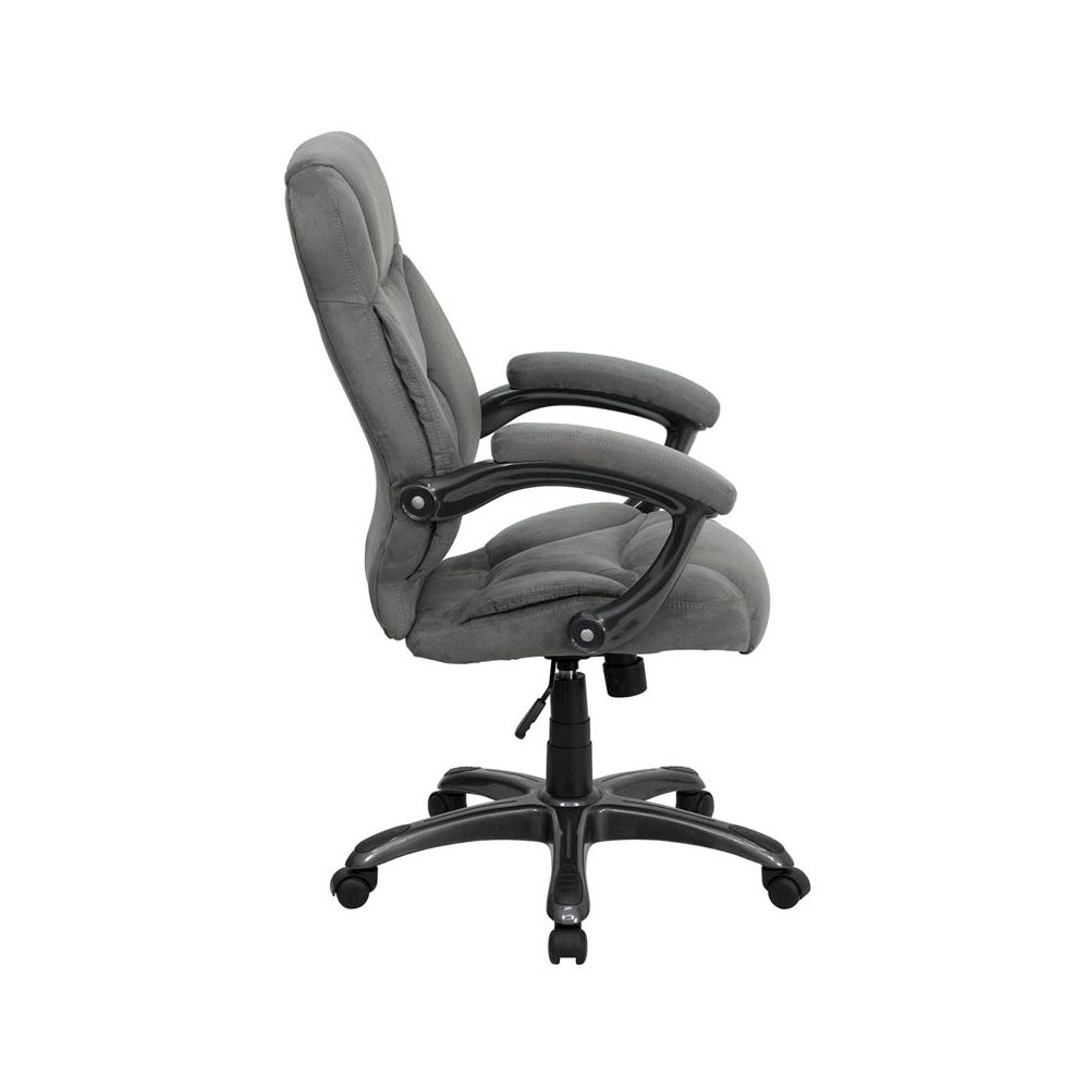 High Back Gray Microfiber Contemporary Executive Swivel Office Chair with Arms