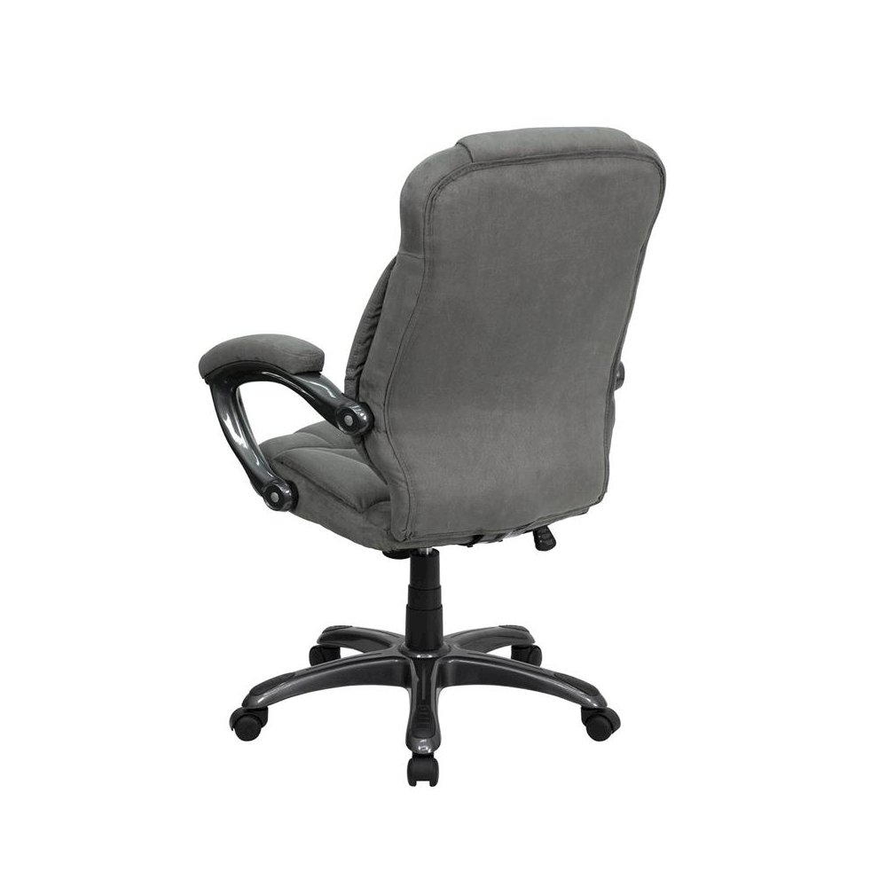 High Back Gray Microfiber Contemporary Executive Swivel Office Chair with Arms