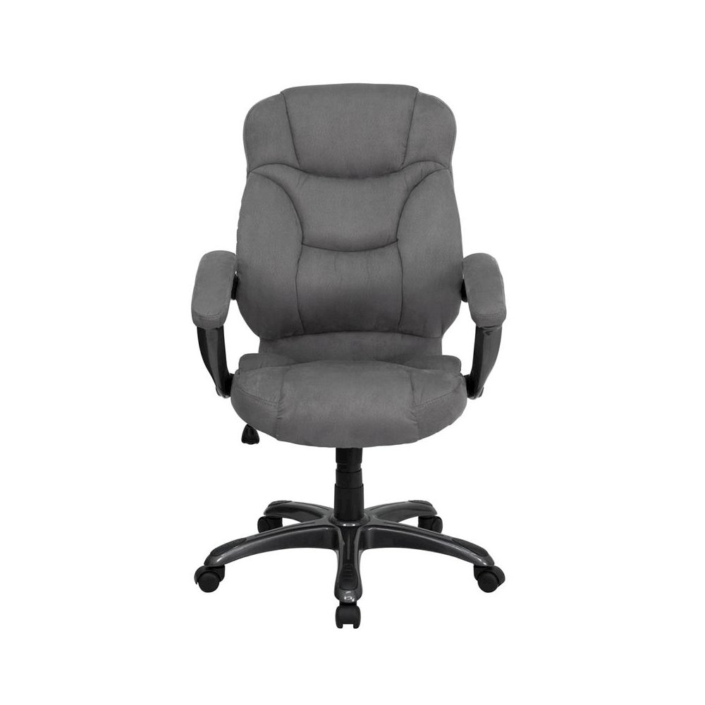 High Back Gray Microfiber Contemporary Executive Swivel Office Chair with Arms