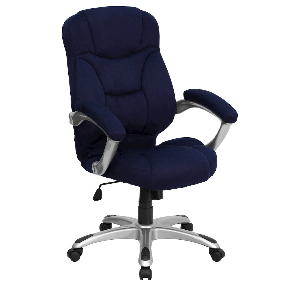 High Back Navy Blue Microfiber Executive Swivel Office Chair with Arms