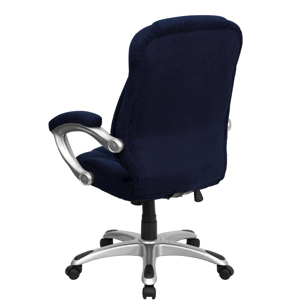 High Back Navy Blue Microfiber Executive Swivel Office Chair with Arms