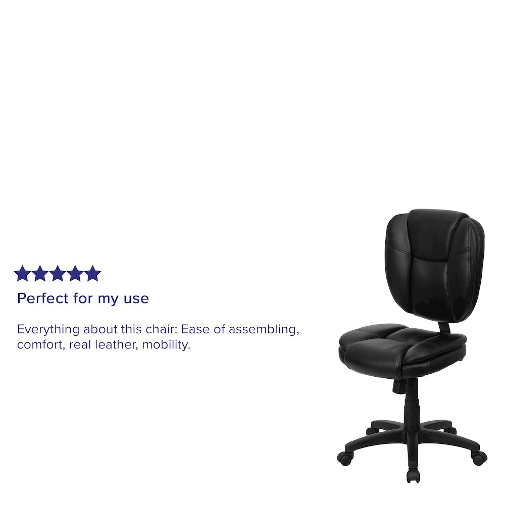 Mid-Back Black Multifunction Swivel Task Office Chair with Pillow Top Cushioning