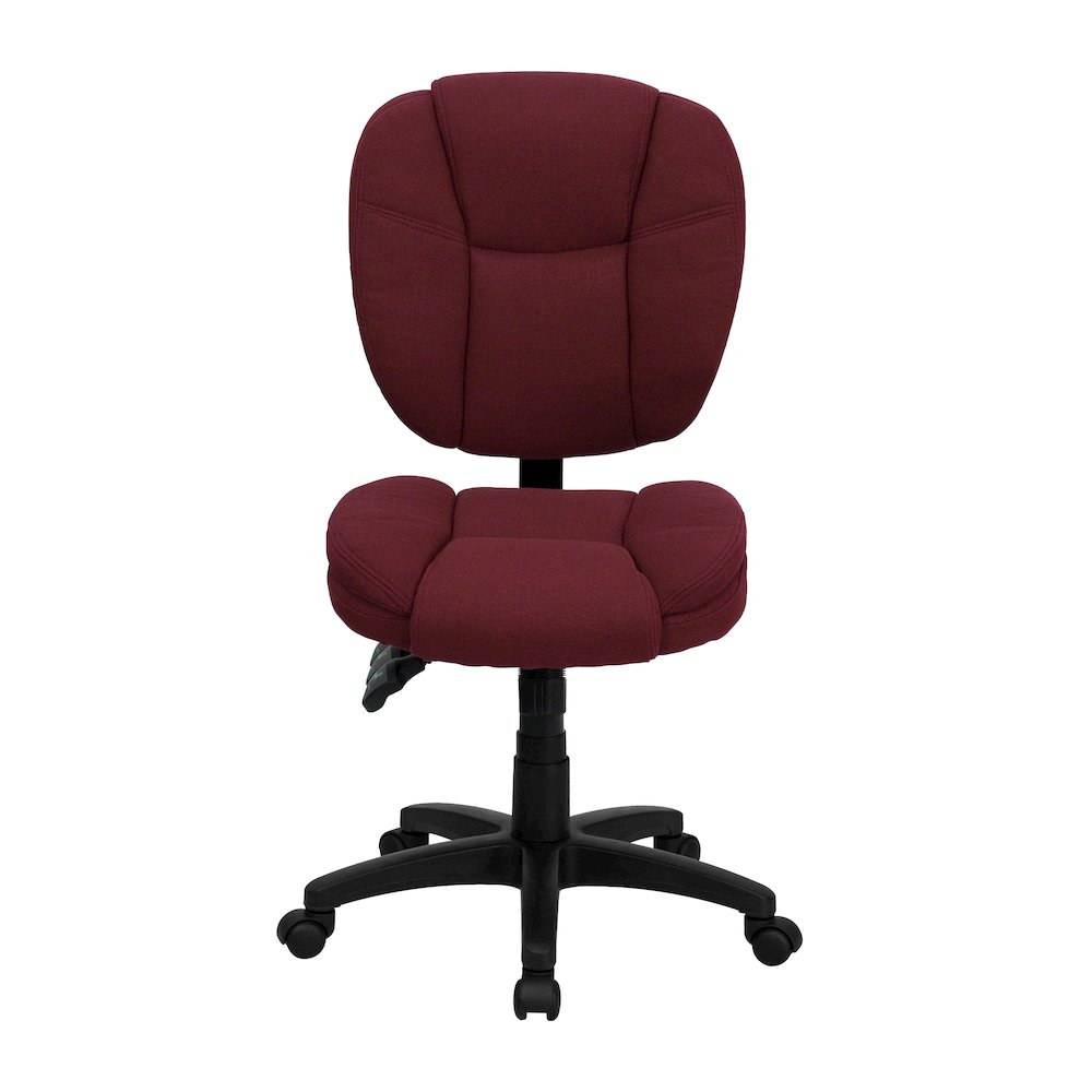 Mid-Back Burgundy Fabric Multifunction Swivel Task Office Chair