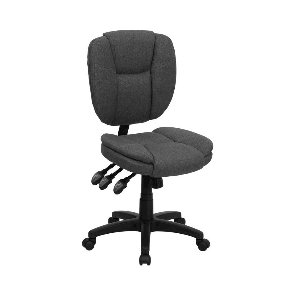Mid-Back Gray Fabric Multifunction Swivel Task Office Chair
