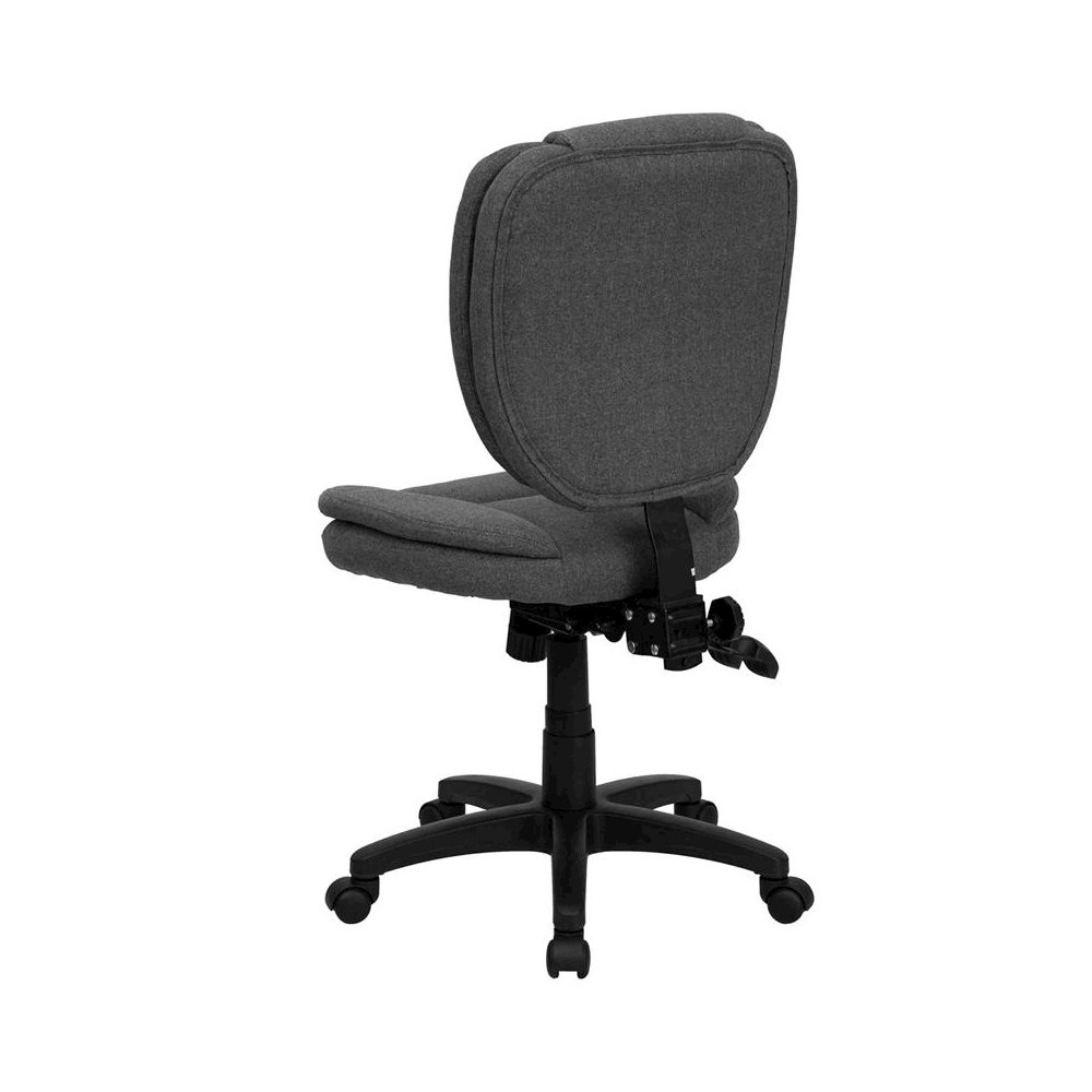 Mid-Back Gray Fabric Multifunction Swivel Task Office Chair