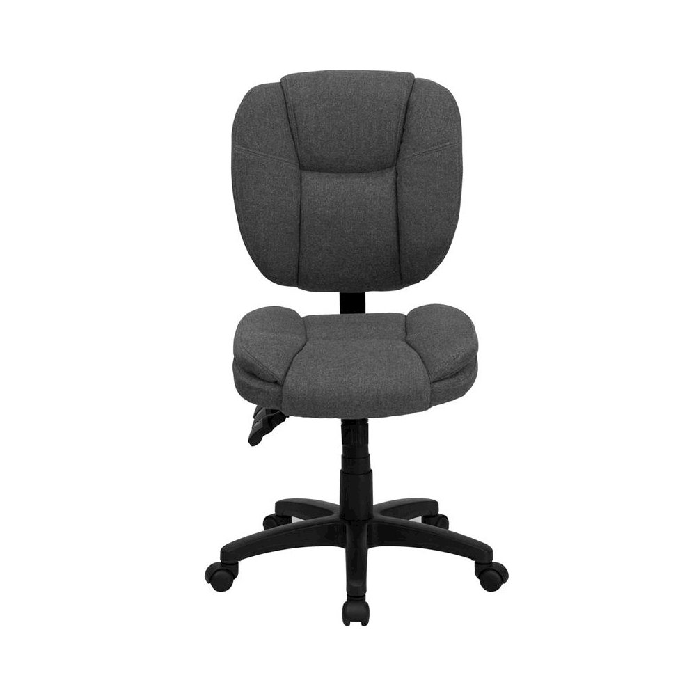 Mid-Back Gray Fabric Multifunction Swivel Task Office Chair