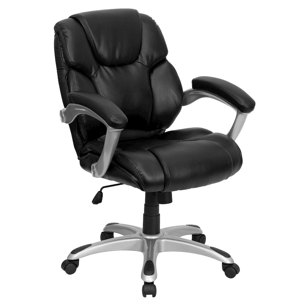 Mid-Back Black Layered Upholstered Executive Swivel Office Chair