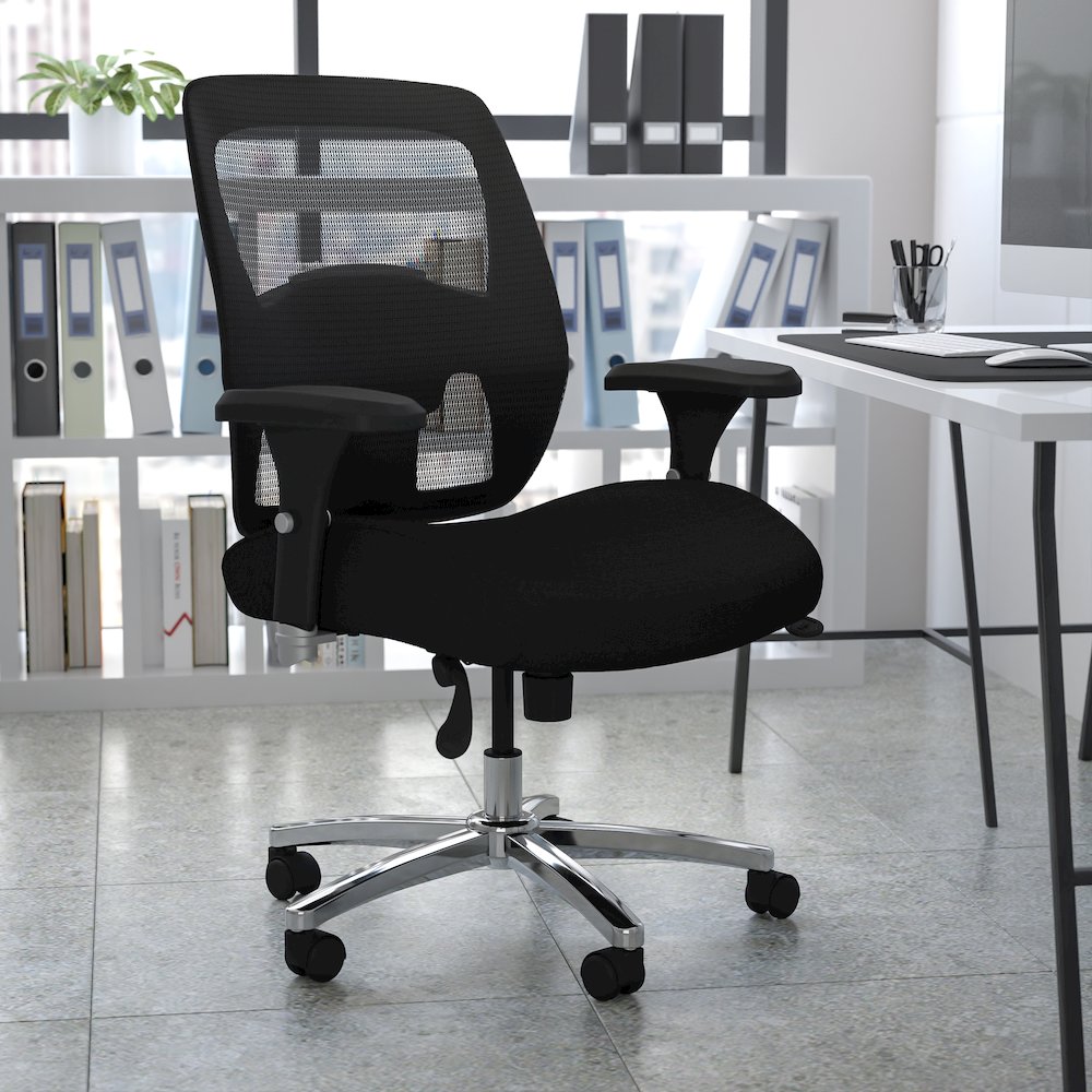 500 lb. Rated Black Mesh Executive Office Chair with Ratchet Back