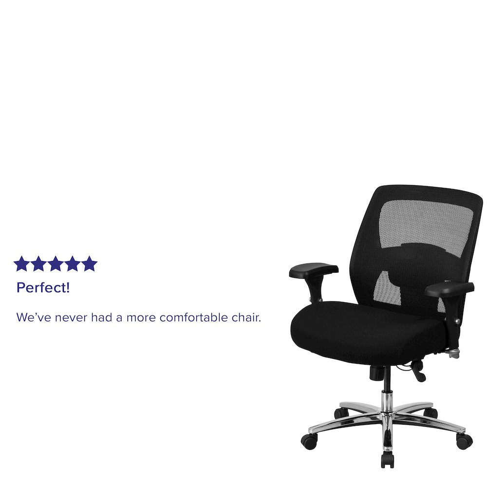 500 lb. Rated Black Mesh Executive Office Chair with Ratchet Back
