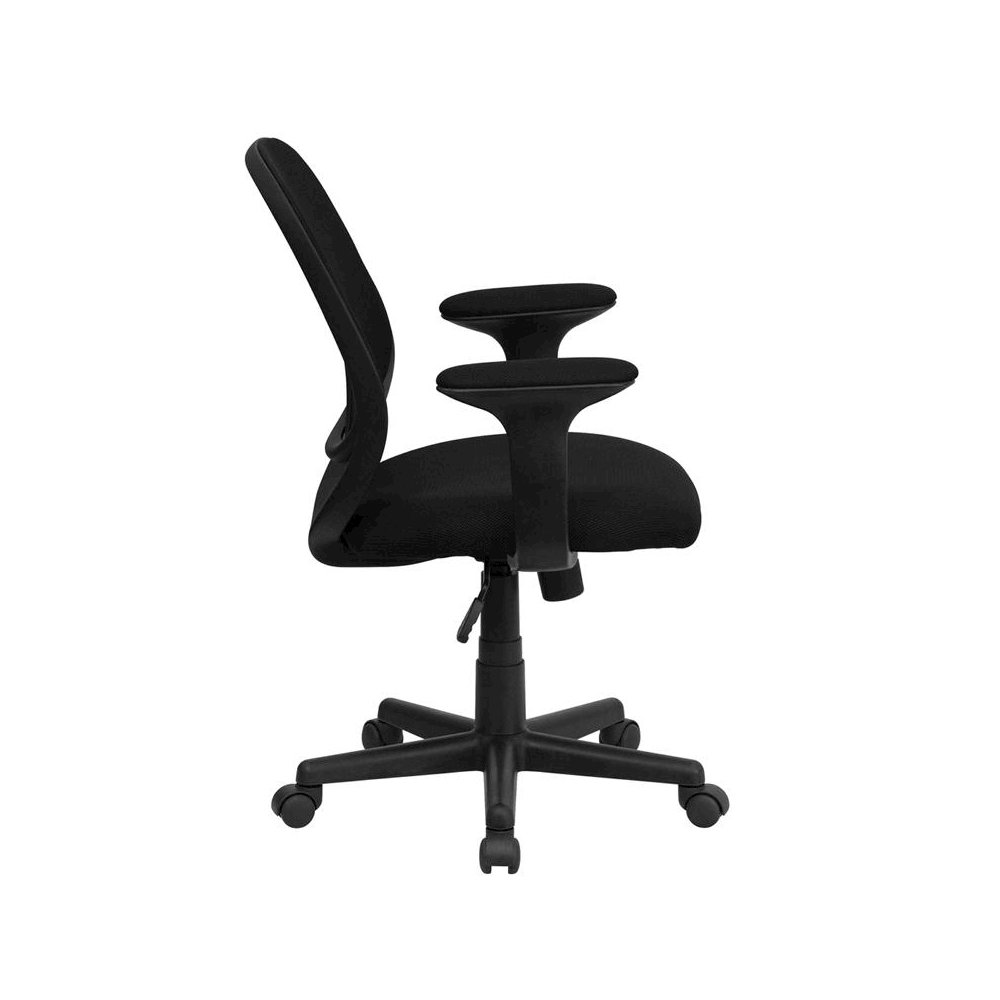Office Chair Mid-Back Black Mesh Swivel Task Office Chair with Arms