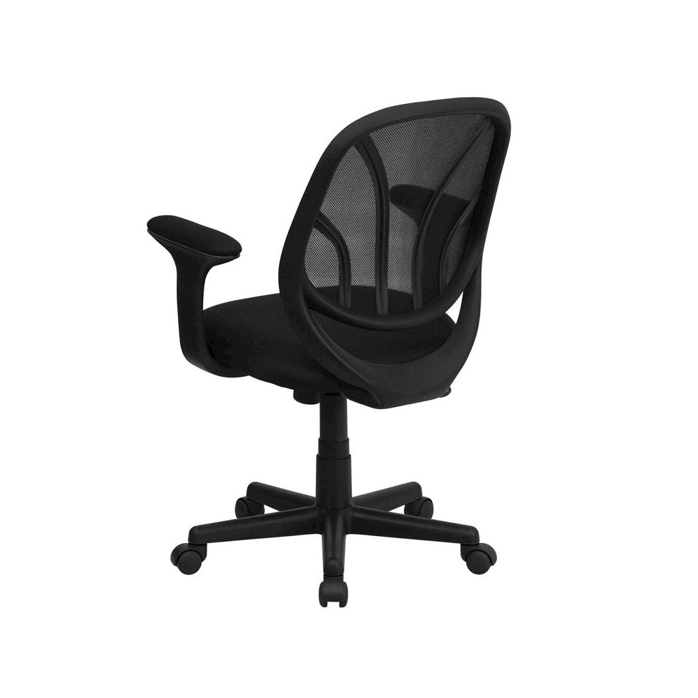 Office Chair Mid-Back Black Mesh Swivel Task Office Chair with Arms