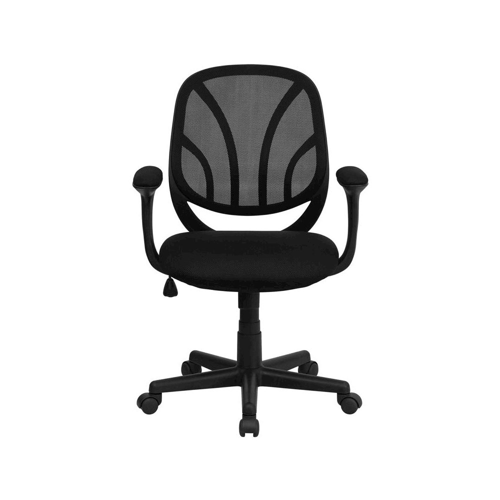 Office Chair Mid-Back Black Mesh Swivel Task Office Chair with Arms