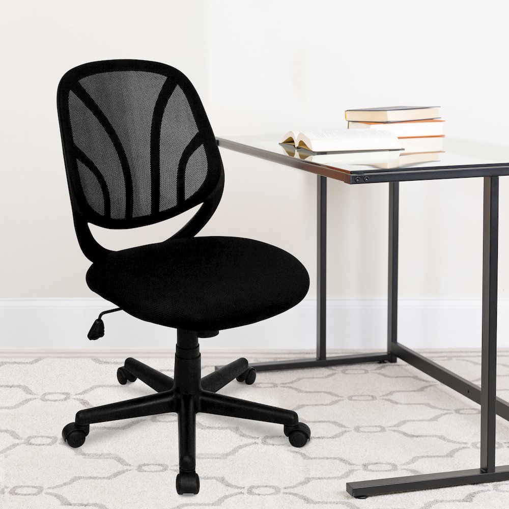 Office Chair Mid-Back Black Mesh Swivel Task Office Chair