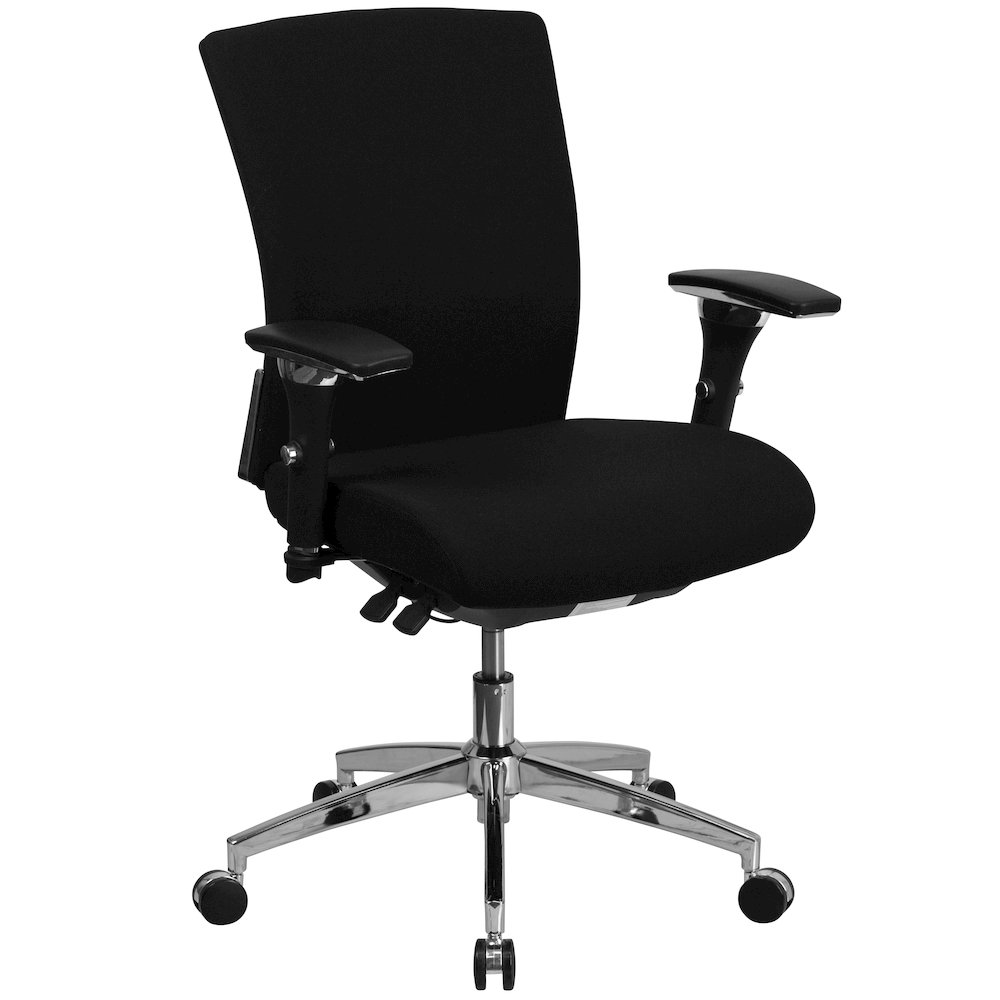300 lb. Rated Black Fabric Multifunction Office Chair with Seat Slider