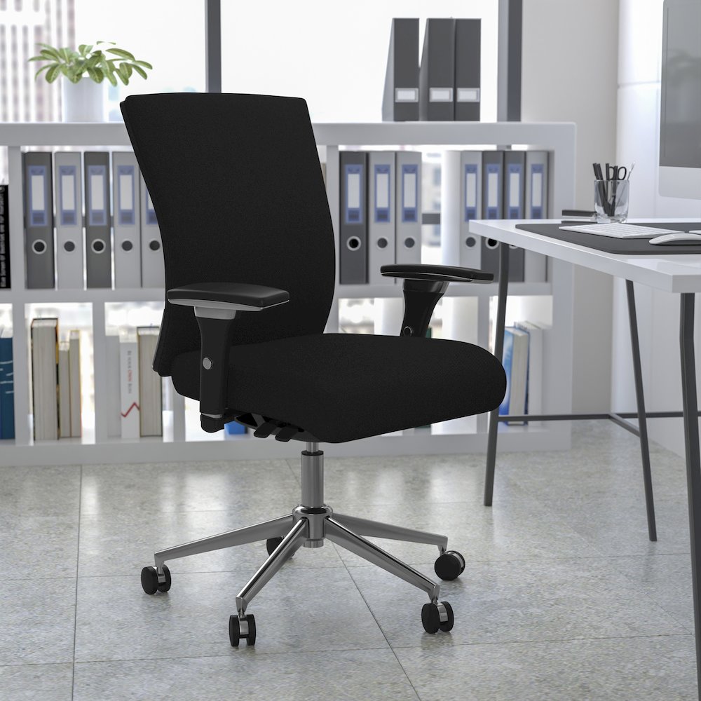 300 lb. Rated Black Fabric Multifunction Office Chair with Seat Slider
