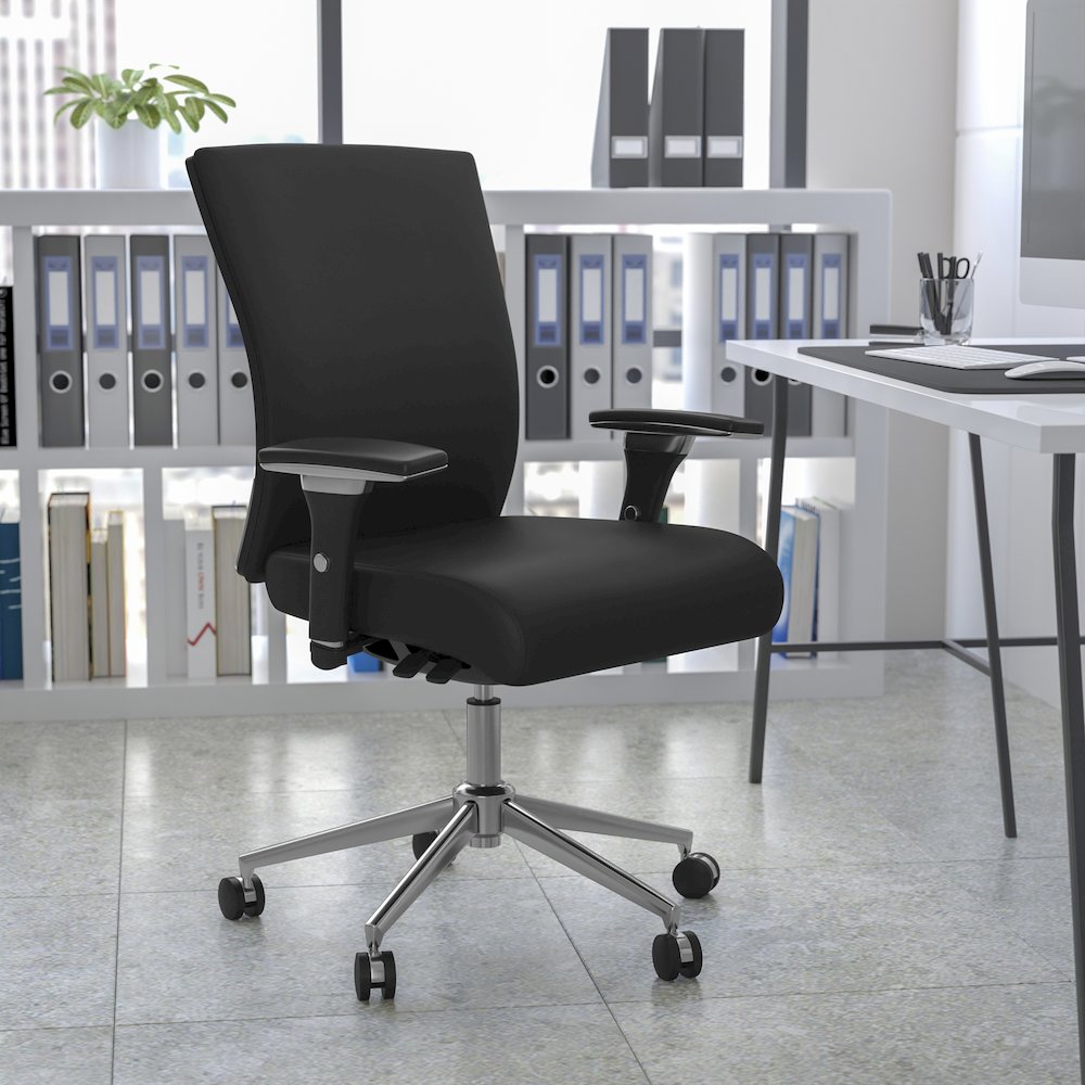 300 lb. Rated Black Multifunction Office Chair with Seat Slider