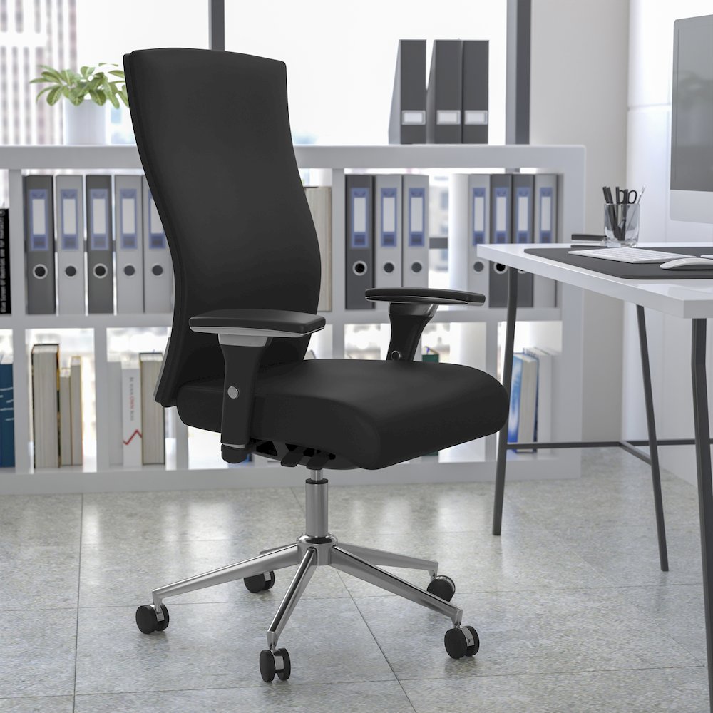 300 lb. Rated Black Multifunction Office Chair with Seat Slider