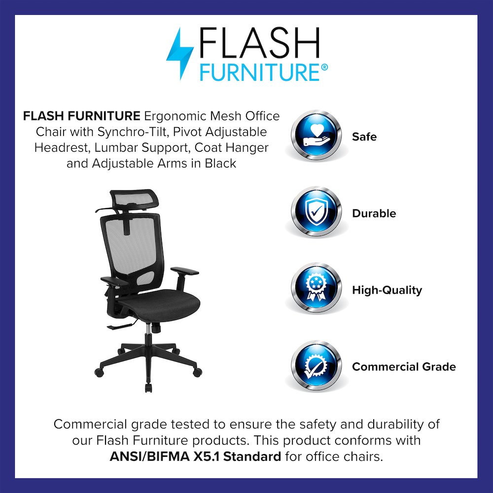 Mesh Office Chair with Synchro-Tilt in Black