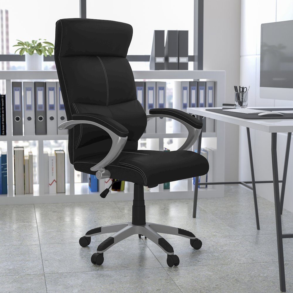 High Back Black Executive Swivel Office Chair with Headrest