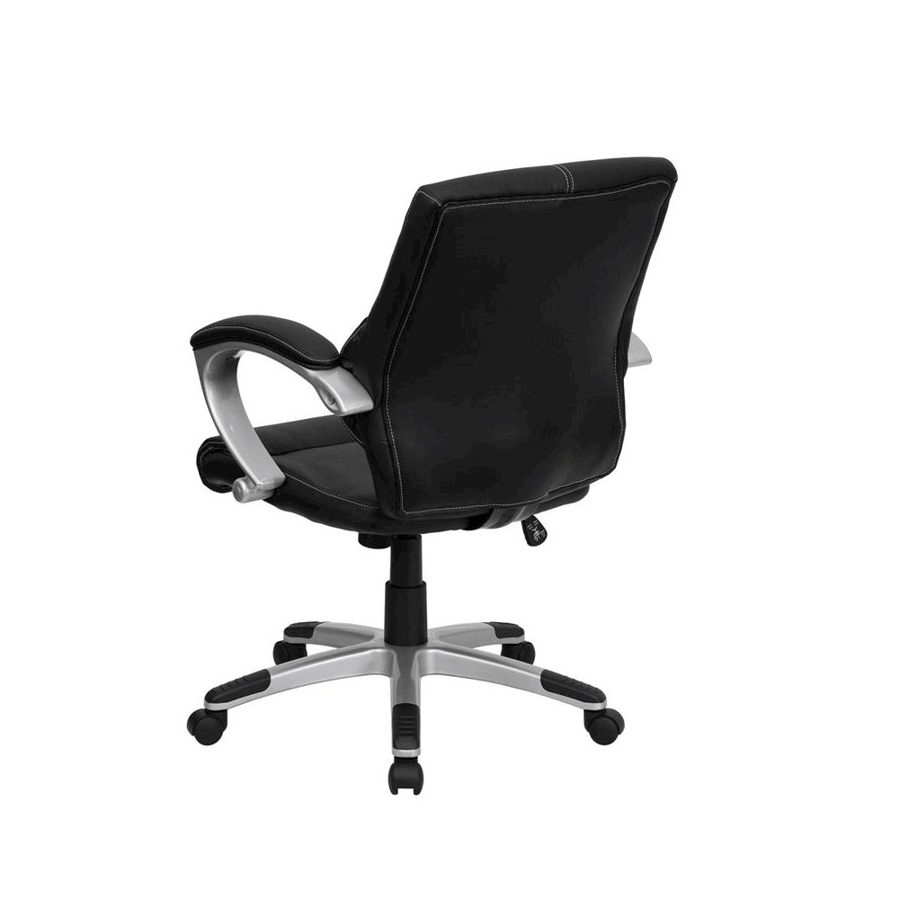 Mid-Back Black LeatherSoft Contemporary Swivel Manager’s Office Chair with Arms