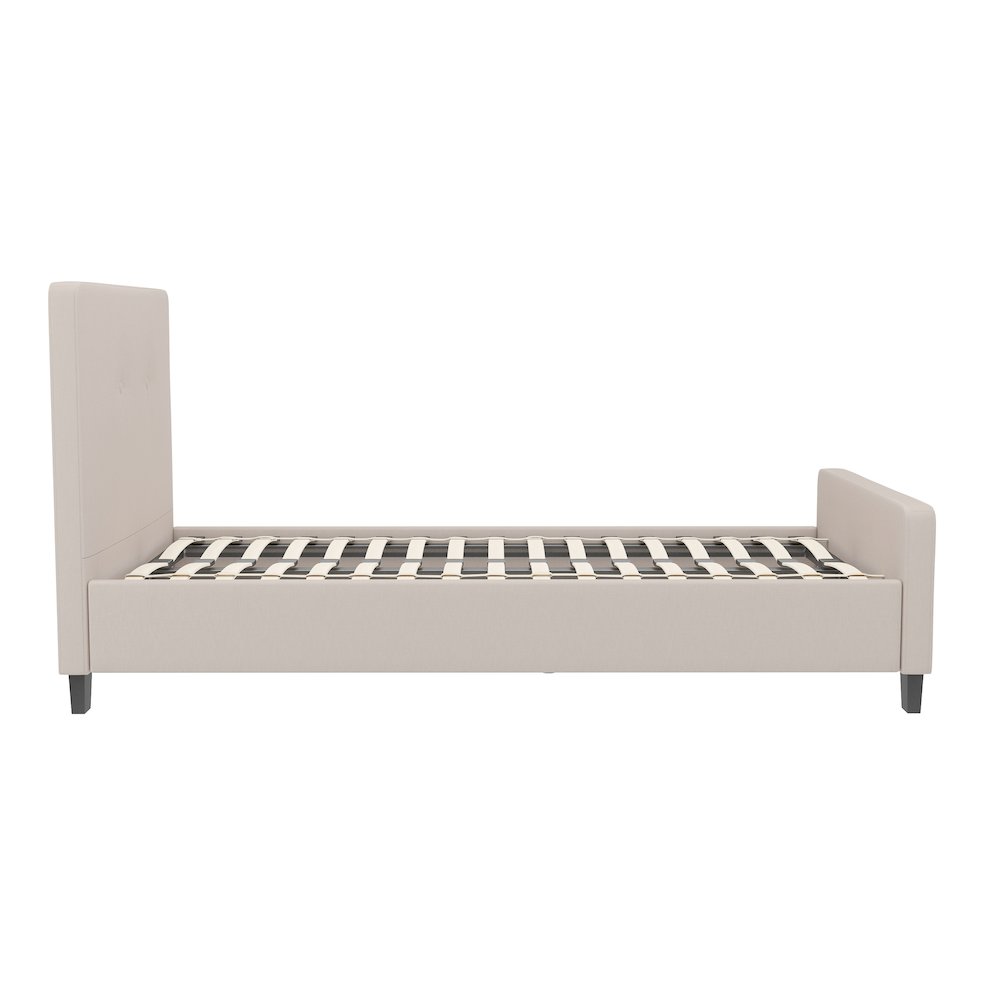 Full Size Tufted Upholstered Platform Bed in Beige Fabric