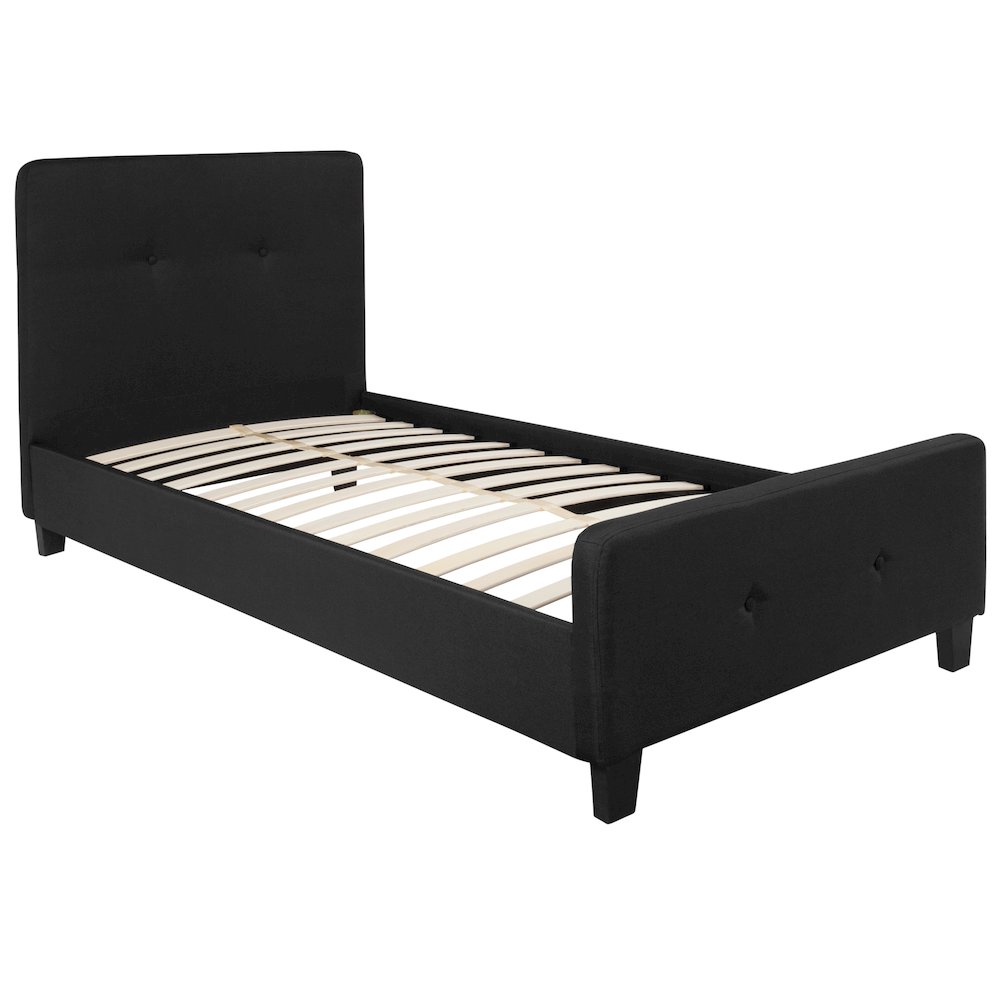 Twin Size Tufted Upholstered Platform Bed in Black Fabric