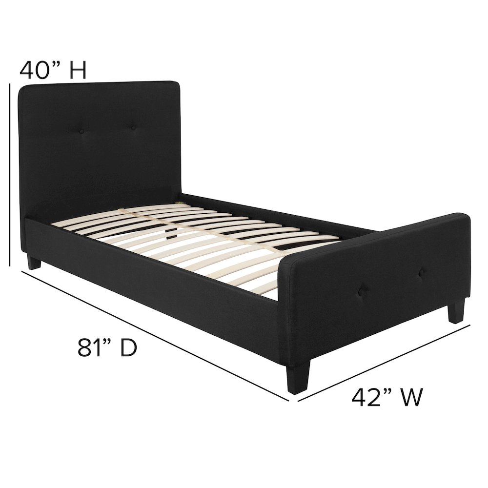 Twin Size Tufted Upholstered Platform Bed in Black Fabric