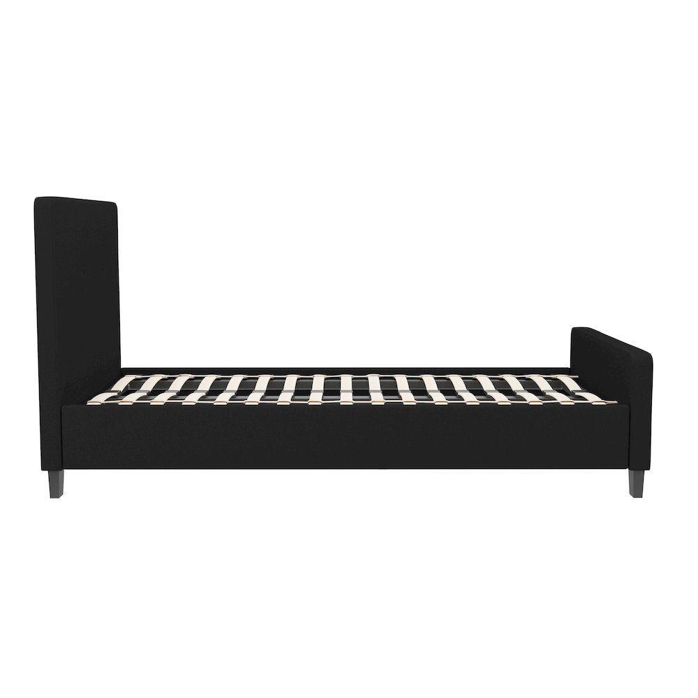 Twin Size Tufted Upholstered Platform Bed in Black Fabric