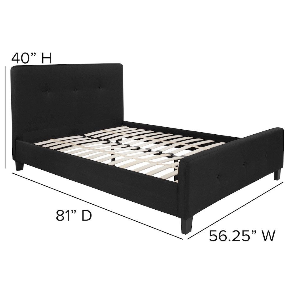 Full Size Tufted Upholstered Platform Bed in Black Fabric