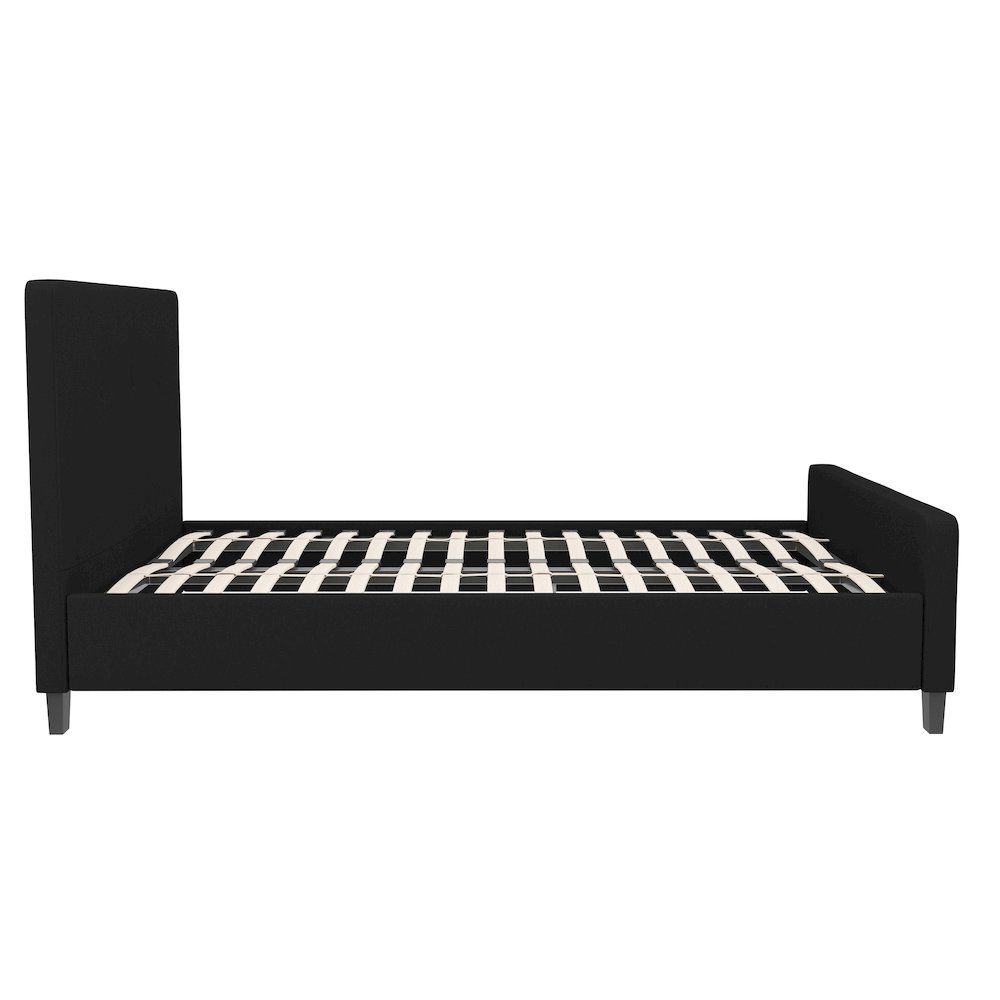Full Size Tufted Upholstered Platform Bed in Black Fabric