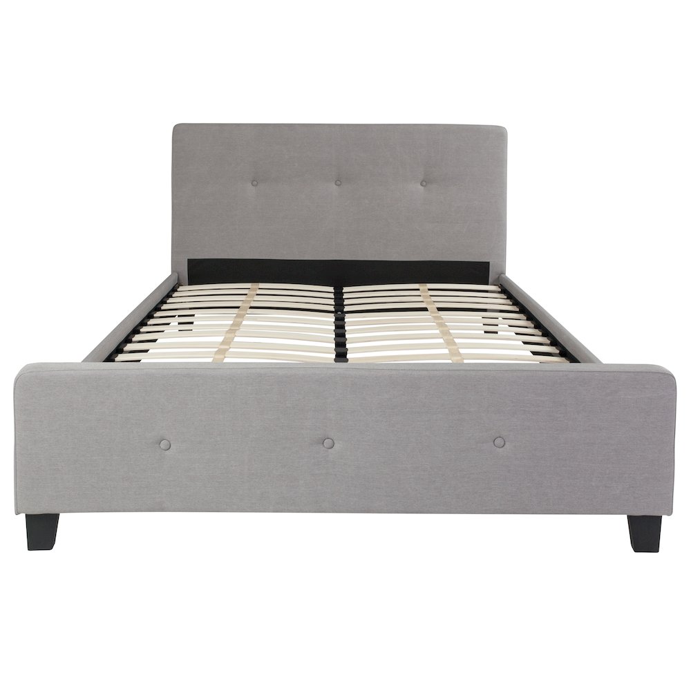 Queen Size Tufted Upholstered Platform Bed in Light Gray Fabric