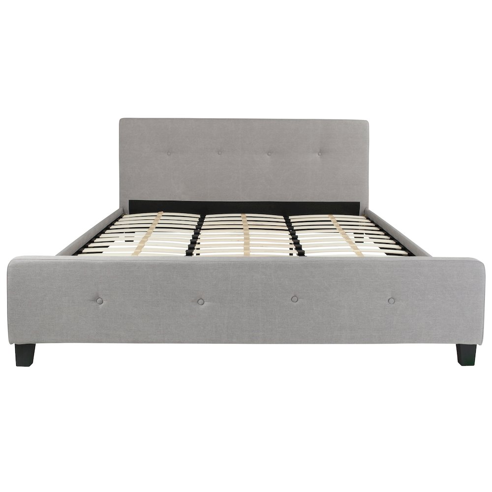 King Size Tufted Upholstered Platform Bed in Light Gray Fabric