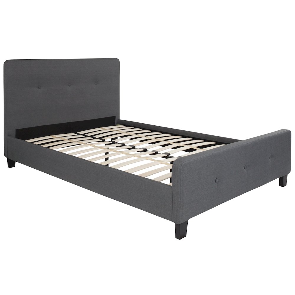 Full Size Tufted Upholstered Platform Bed in Dark Gray Fabric