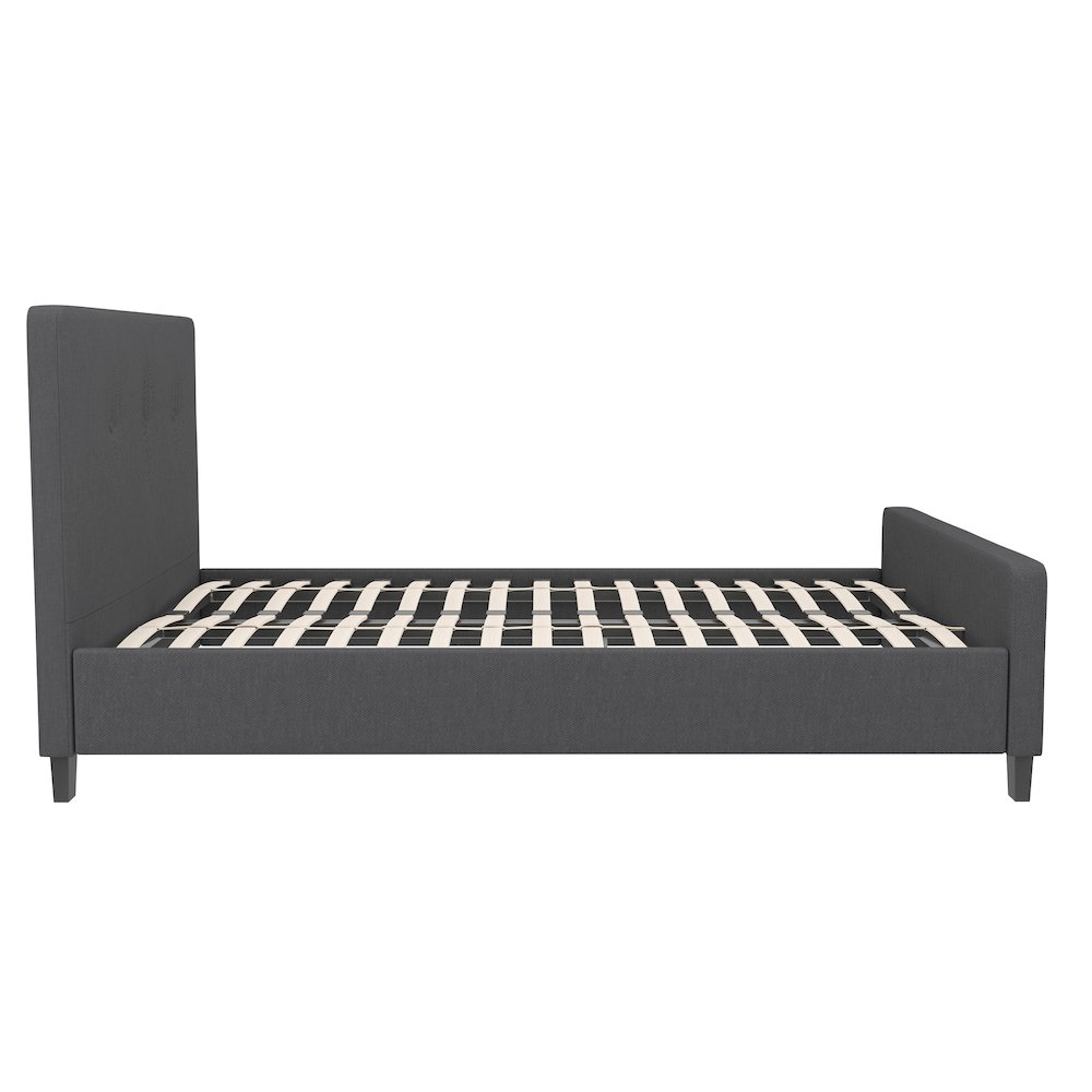 Full Size Tufted Upholstered Platform Bed in Dark Gray Fabric