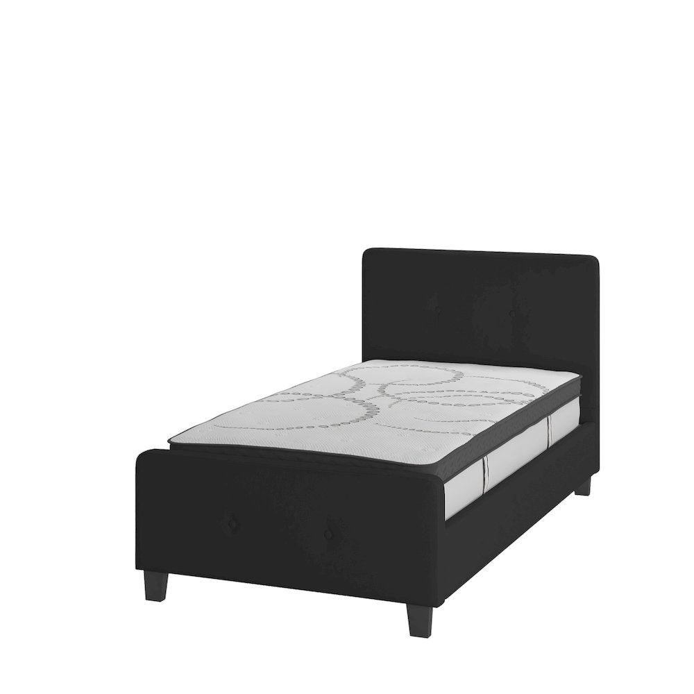 Twin Size Tufted Upholstered Platform Bed in Black Fabric