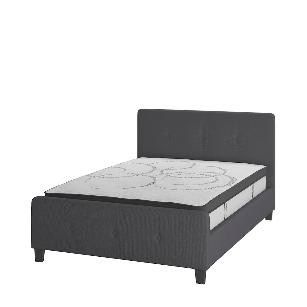 Full Size Tufted Upholstered Platform Bed in Dark Gray Fabric