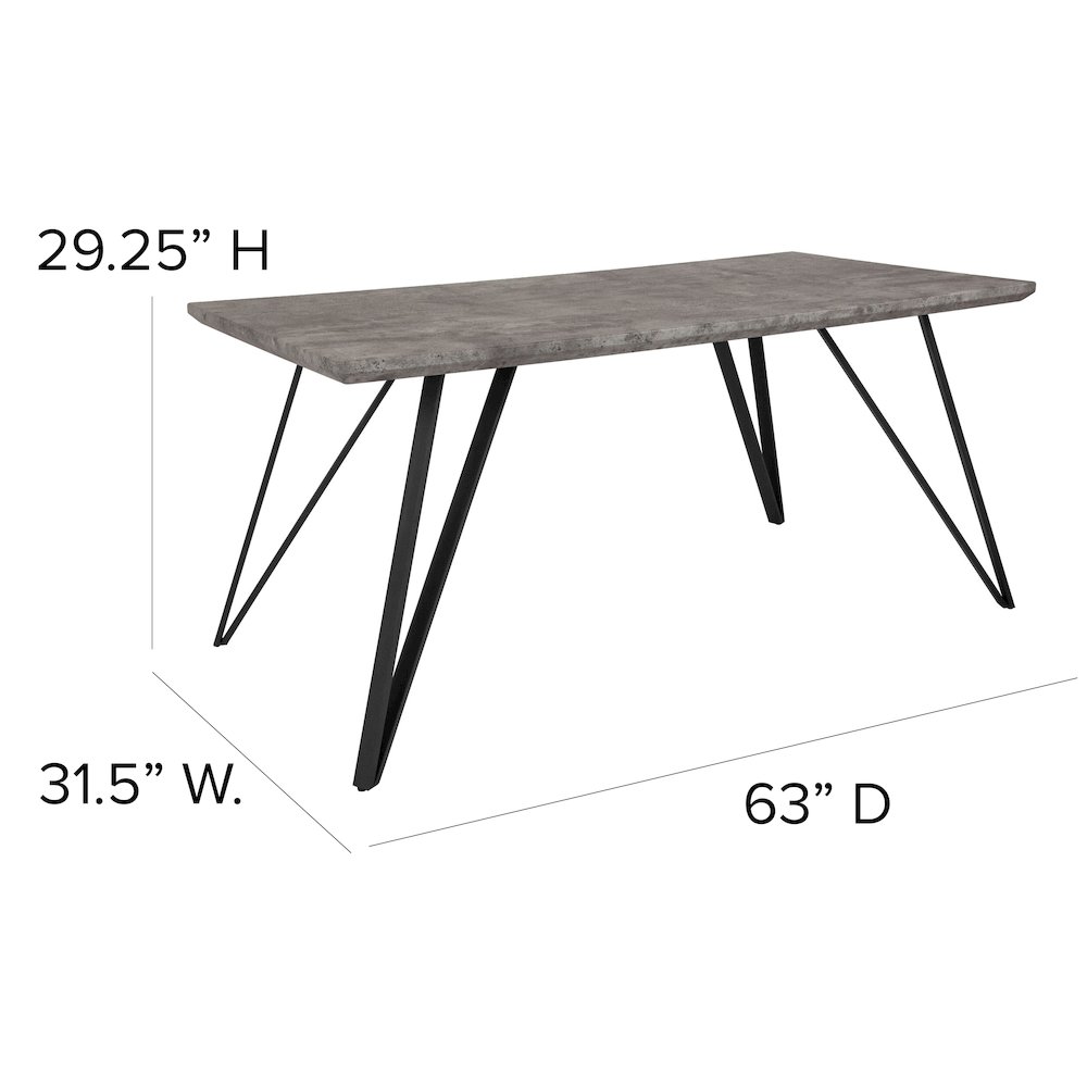 31.5″ x 63″ Rectangular Dining Table in Faux Concrete Finish