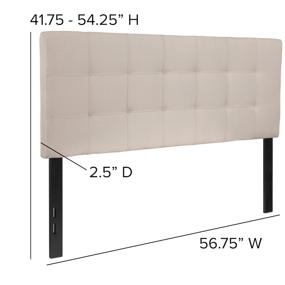 Tufted Upholstered Full Size Headboard in Beige Fabric