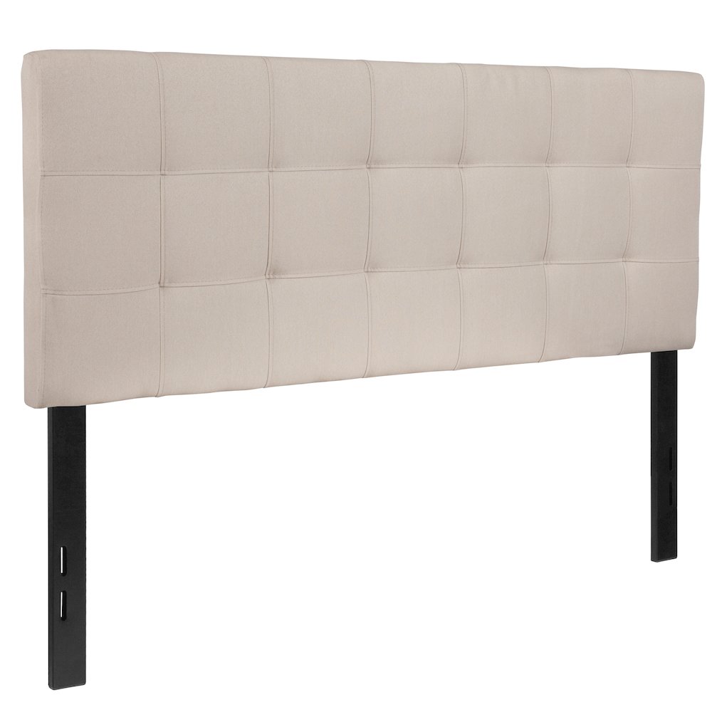 Tufted Upholstered Full Size Headboard in Beige Fabric