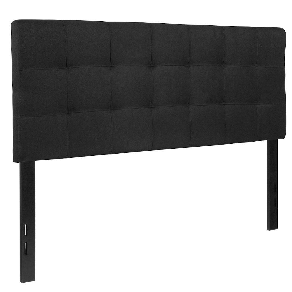 Tufted Upholstered Full Size Headboard in Black Fabric